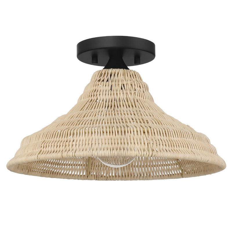 Hunter 48082 One Light Flush Mount, Matte Black