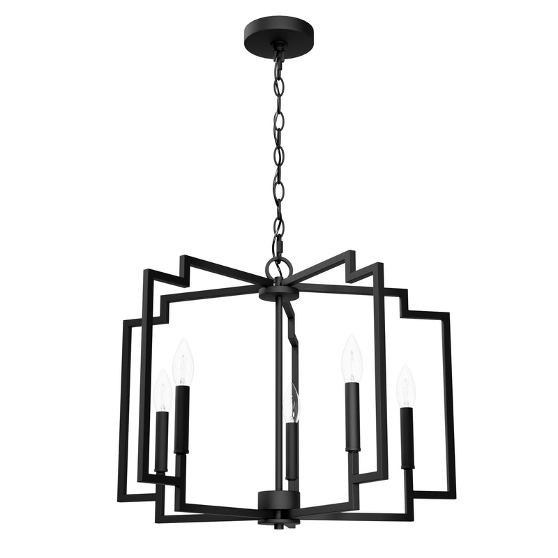 Hunter 49071 Five Light Chandelier, Matte Black
