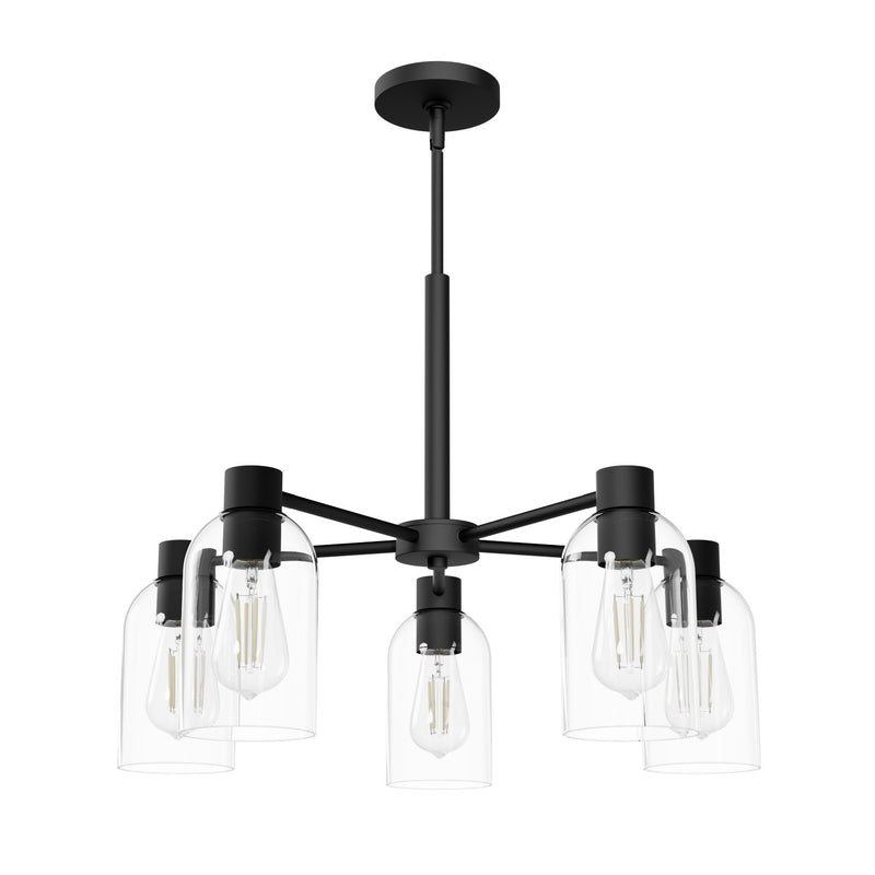 Hunter 49081 Five Light Chandelier, Matte Black