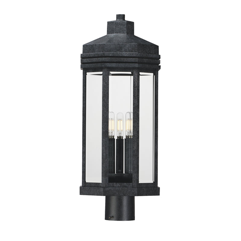 Maxim 30220CLBKP Three Light Outdoor Post Lantern, Black Patina