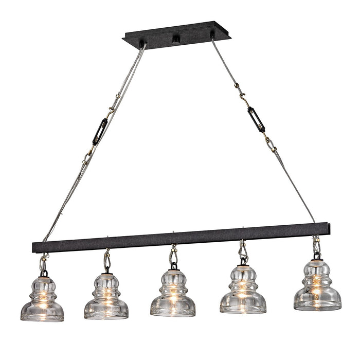 Troy Lighting F6058-TRN Five Light Linear Pendant, Textured Iron
