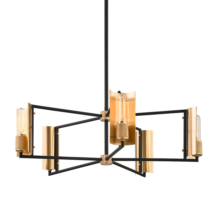 Troy Lighting F6785-SBK/BBA Five Light Chandelier, Soft Off Black/Brushed Brass