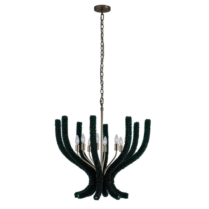 Kalco 525955BCG/GRN Eight Light Chandelier, Brushed Champagne Gold