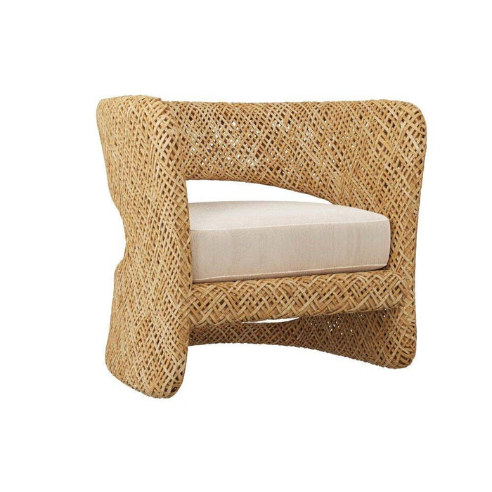 Arteriors 5751 Lounge Chair, Textured Ivory/Natural Rattan