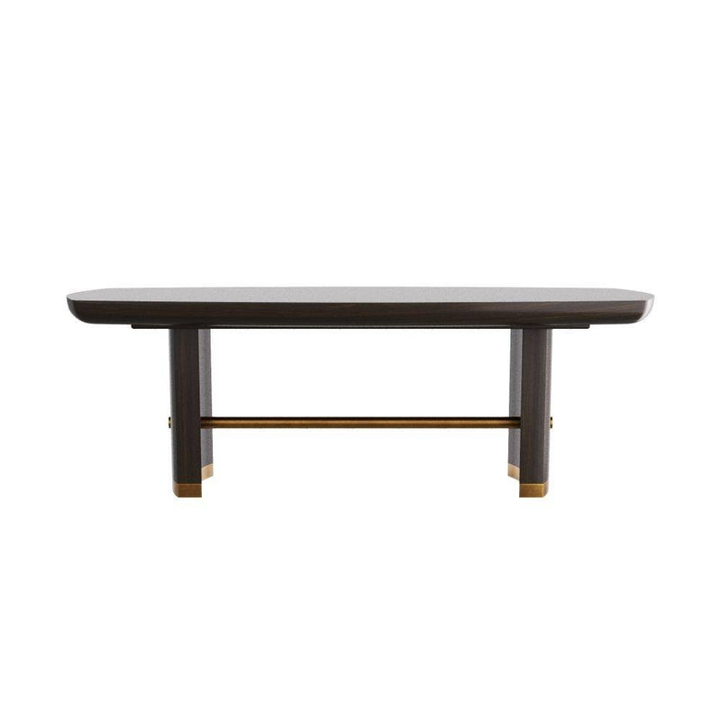 Arteriors 5760 Dining Table, Ebony Oak Veneer/Vintage Brass