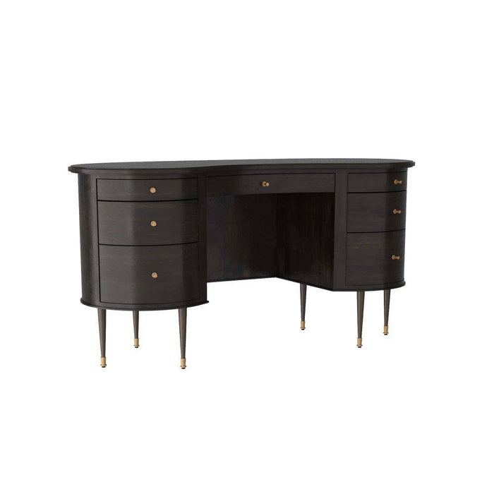 Arteriors 5762 Desk, Ebony Oak Veneer/Vintage Brass