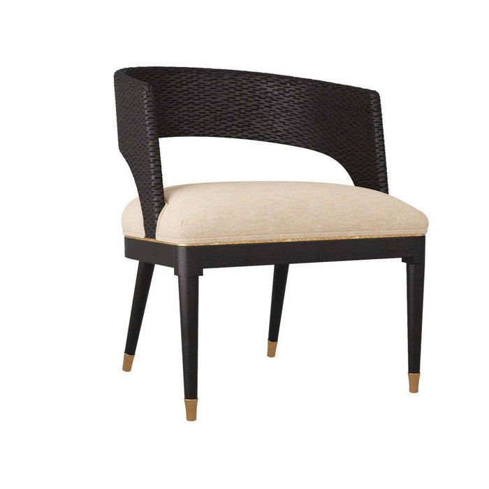Arteriors 6243 Dining Chair, Ebony Wood/Antique Brass/Natural Linen