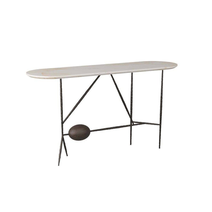 Arteriors 6244 Console, Natural Iron/White Marble
