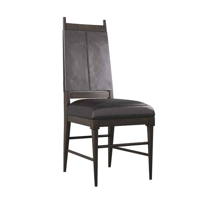 Arteriors 6877 Chair, Ebony Wood/Black Leather