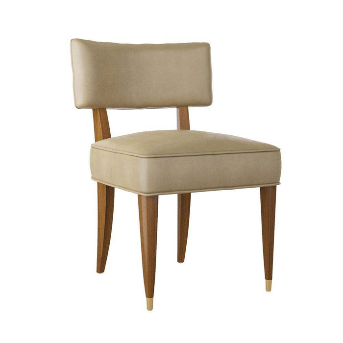 Arteriors 6901 Dining Chair, Morel Leather/Dark Walnut/Antique Brass