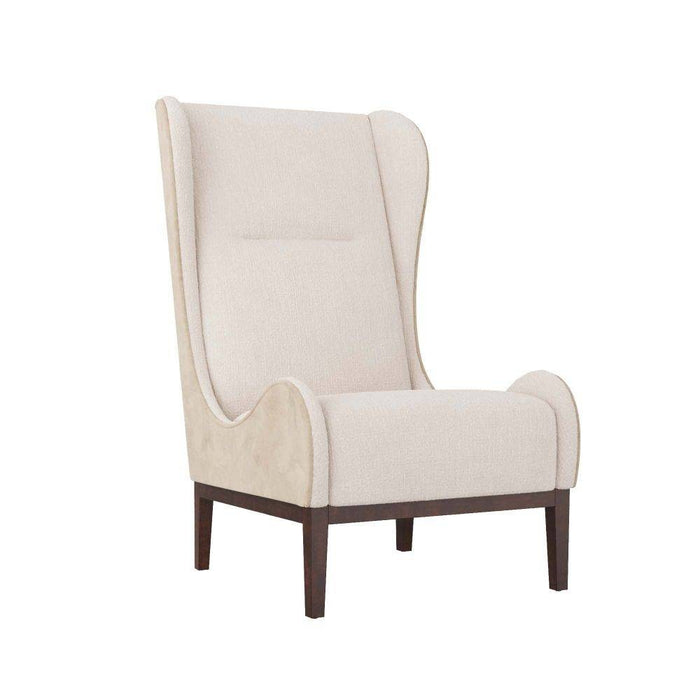 Arteriors 8170 Chair, Stone Boucle/Mink Leather/Dark Walnut