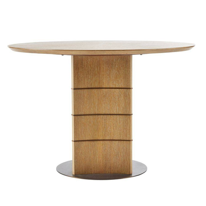 Arteriors FDS02 Dining Table, Oyster Oak Veneer/Antique Brass