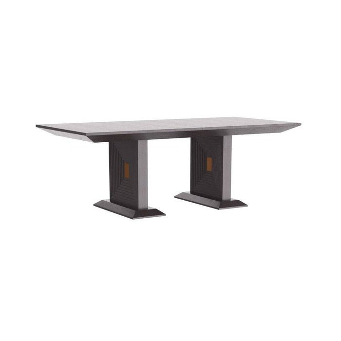 Arteriors FDS04 Dining Table, Sable Oak Veneer/Antique Brass