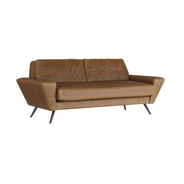 Arteriors FFU01 Sofa, Butterscotch Leather/Dark Walnut