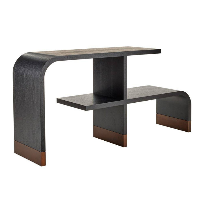 Arteriors FGS01 Etagere, Ebony Oak Veneer/Antique Brass