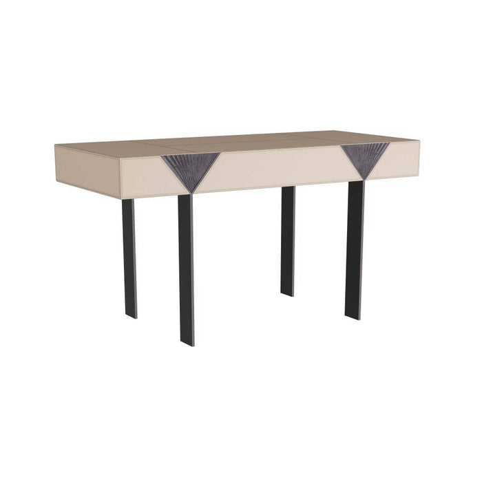 Arteriors FKI02 Desk, Dove Gray Leather/Bronze
