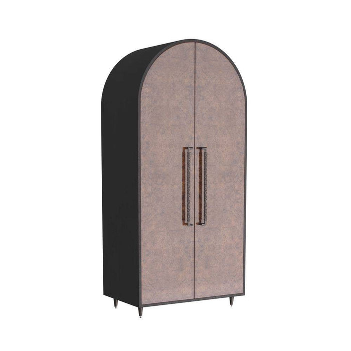 Arteriors FNS01 Cabinet, Tortoise Burl Oak Veneer/Ebony Oak/Bronze