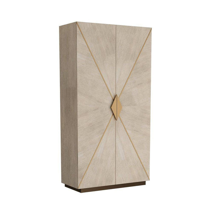 Arteriors FNS04 Cabinet, Smoke Oak Veneer/Antique Brass