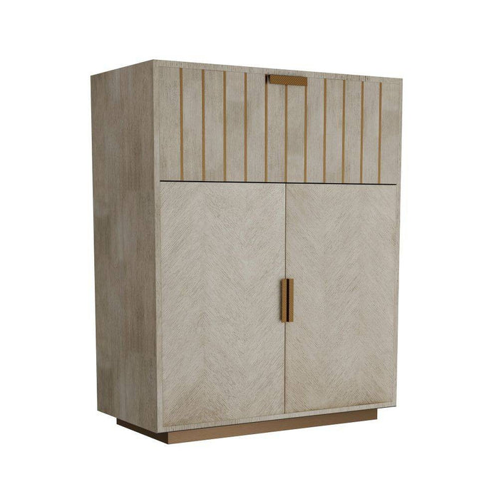 Arteriors FNS05 Cocktail Cabinet, Smoke Oak Veneer/Vintage Brass