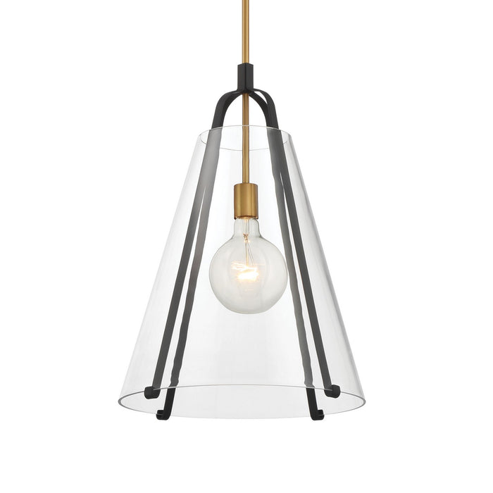Minka-Lavery 131-782 One Light Pendant, Legacy Brass & Sand Coal