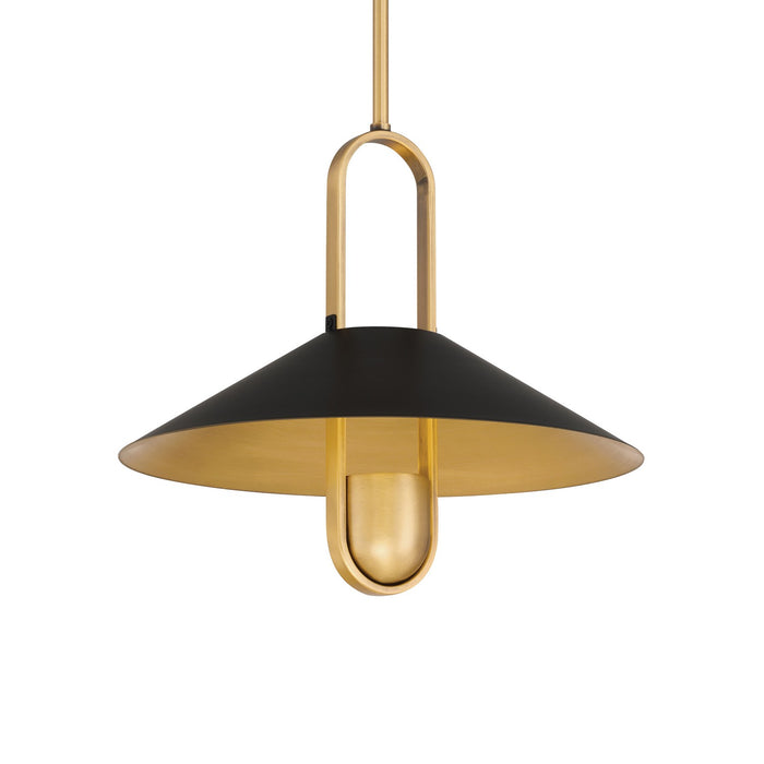 Minka-Lavery 151-876 One Light Pendant, Legacy Brass & Dark Matte Blac
