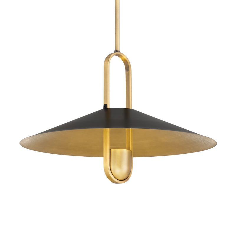 Minka-Lavery 152-876 One Light Pendant, Legacy Brass & Dark Matte Blac