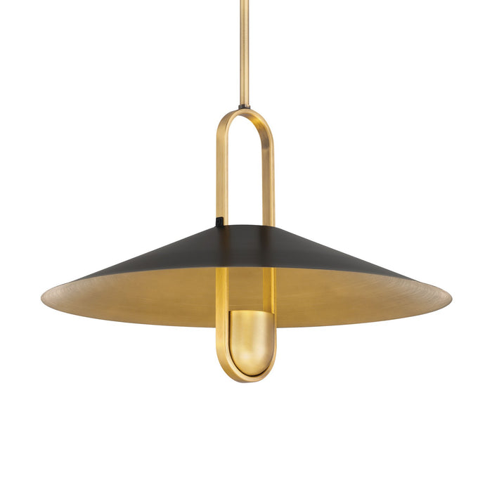 Minka-Lavery 152-876 One Light Pendant, Legacy Brass & Dark Matte Blac