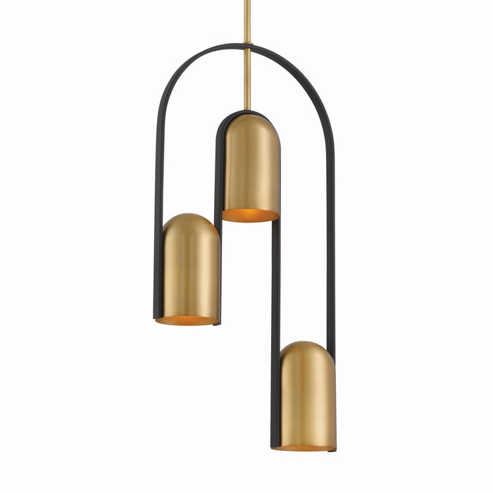 Minka-Lavery 153-782 Three Light Pendant, Legacy Brass & Sand Coal