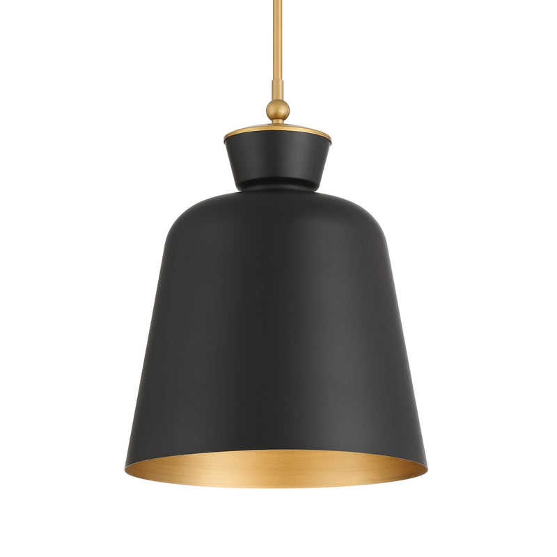 Minka-Lavery 191-876 One Light Pendant, Legacy Brass & Dark Matte Blac