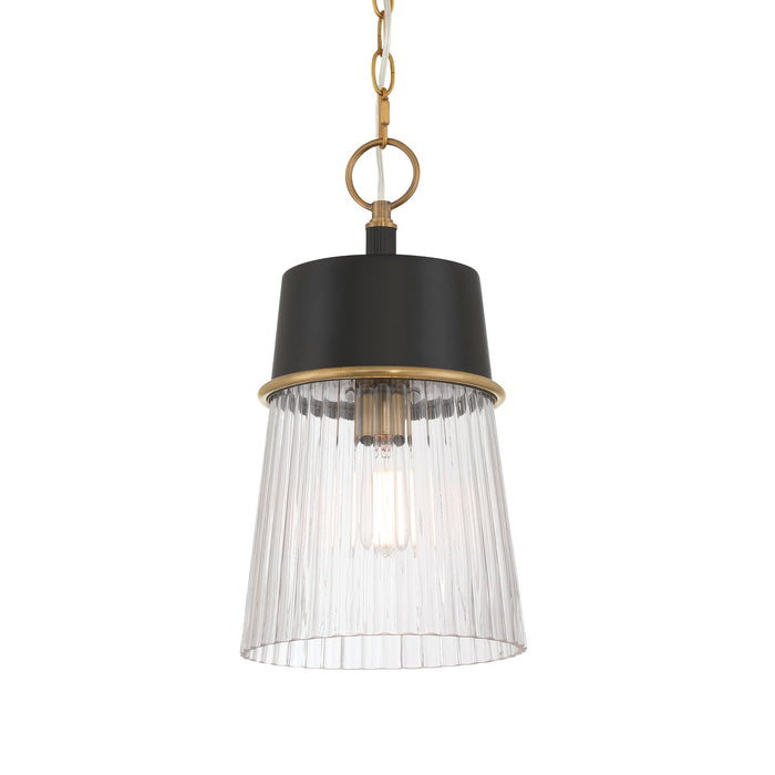 Minka-Lavery 192-876 One Light Pendant, Legacy Brass & Dark Matte Blac