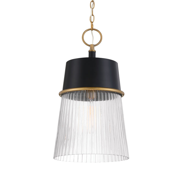 Minka-Lavery 193-876 One Light Pendant, Legacy Brass & Dark Matte Blac