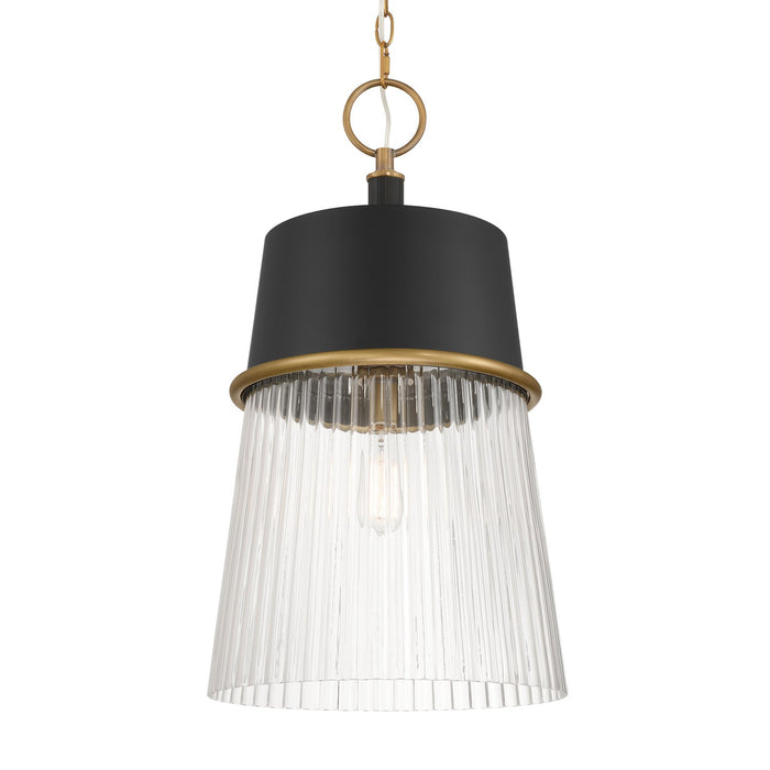 Minka-Lavery 194-876 One Light Pendant, Legacy Brass & Dark Matte Blac