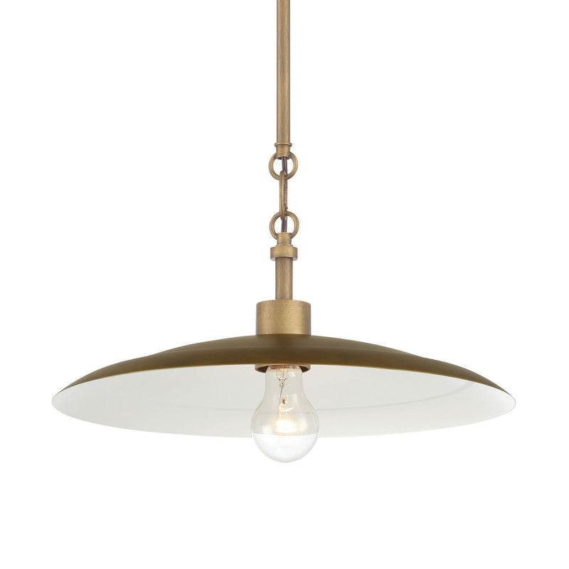 Minka-Lavery 296-741 One Light Pendant, Natural Brass & Dark Matte Coa