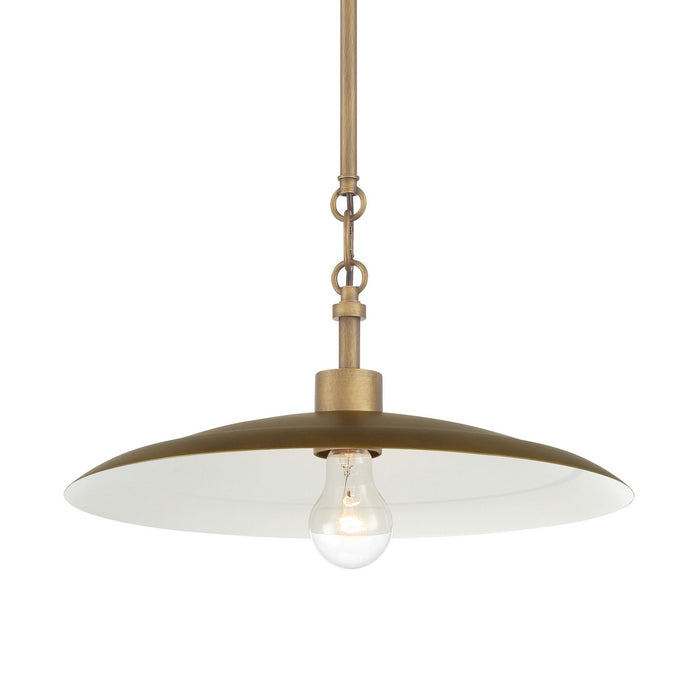 Minka-Lavery 296-741 One Light Pendant, Natural Brass & Dark Matte Coa