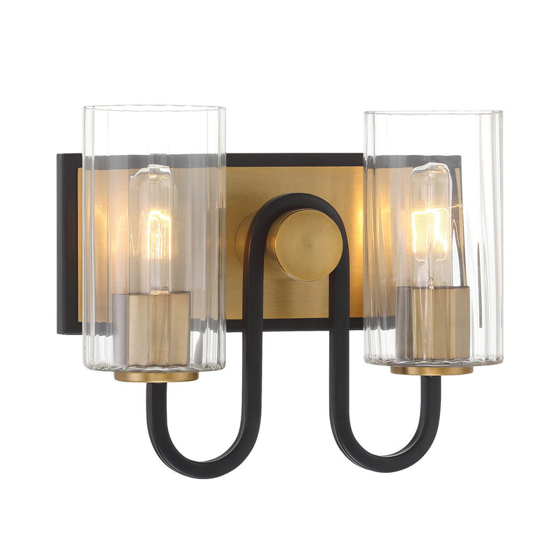 Minka-Lavery 3762-876 Two Light Vanity, Legacy Brass & Dark Matte Blac