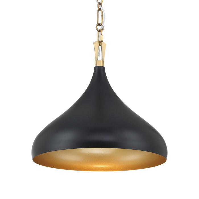 Minka-Lavery 3931-876 One Light Pendant, Legacy Brass & Matte Coal