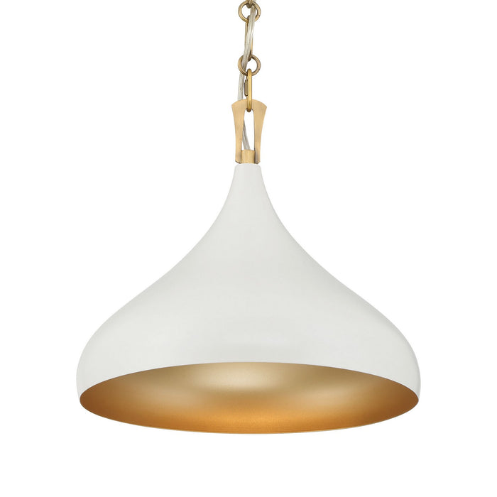 Minka-Lavery 3931-879 One Light Pendant, Legacy Brass & Off White Cream