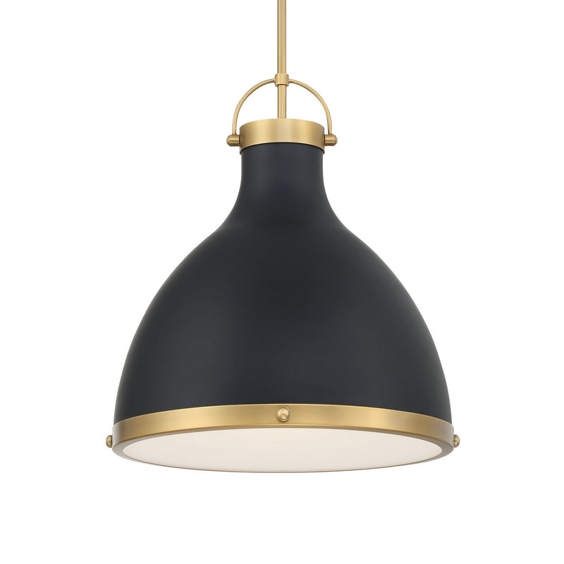 Minka-Lavery 3932-876 One Light Pendant, Legacy Brass & Matte Coal