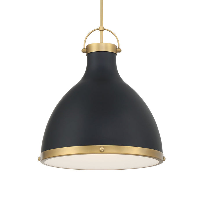 Minka-Lavery 3932-876 One Light Pendant, Legacy Brass & Matte Coal