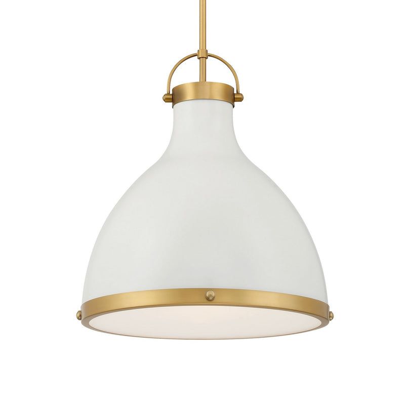 Minka-Lavery 3932-879 One Light Pendant, Legacy Brass & Off White Cream