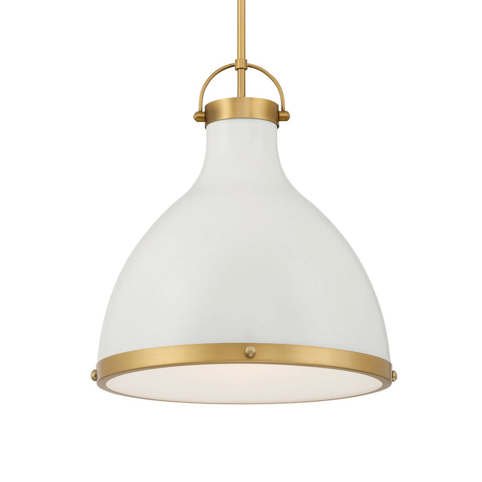 Minka-Lavery 3932-879 One Light Pendant, Legacy Brass & Off White Cream