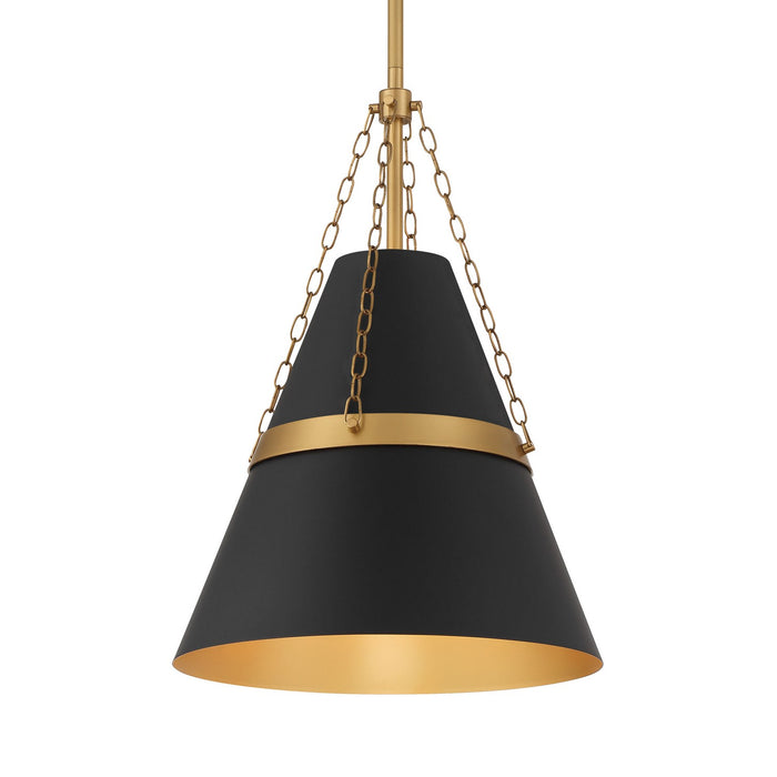 Minka-Lavery 3933-876 One Light Pendant, Legacy Brass & Dark Matte Blac
