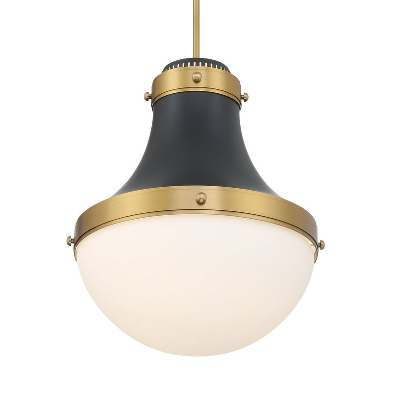Minka-Lavery 3934-876 One Light Pendant, Legacy Brass & Dark Matte Blac