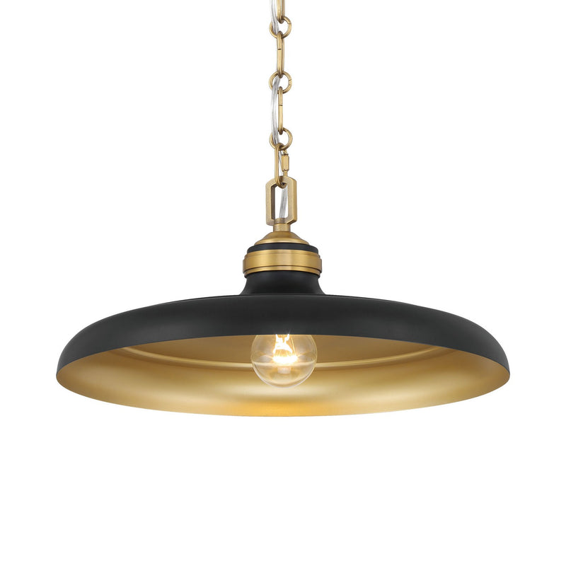 Minka-Lavery 3935-876 One Light Pendant, Legacy Brass & Dark Matte Blac