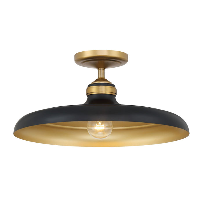 Minka-Lavery 3936-876 One Light Semi Flush Mount, Legacy Brass & Dark Matte Blac