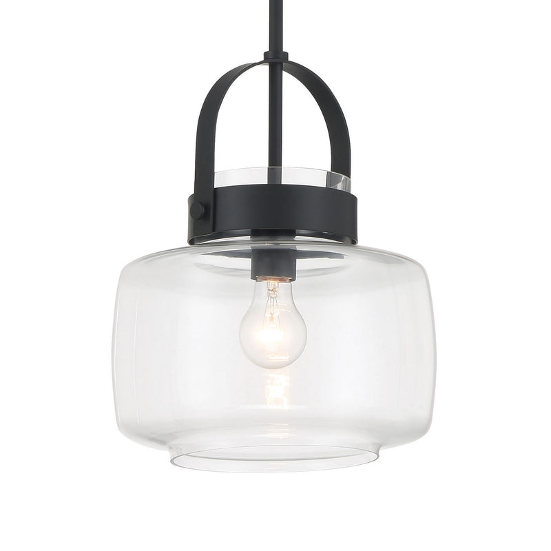 Minka-Lavery 3937-899 One Light Pendant, Dark Matte Black