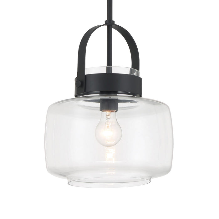Minka-Lavery 3937-899 One Light Pendant, Dark Matte Black