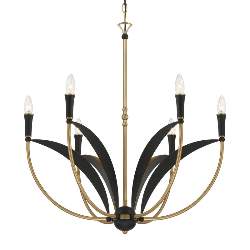 Minka-Lavery 5696-782 Six Light Chandelier, Legacy Brass & Sand Coal