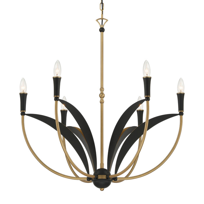 Minka-Lavery 5696-782 Six Light Chandelier, Legacy Brass & Sand Coal