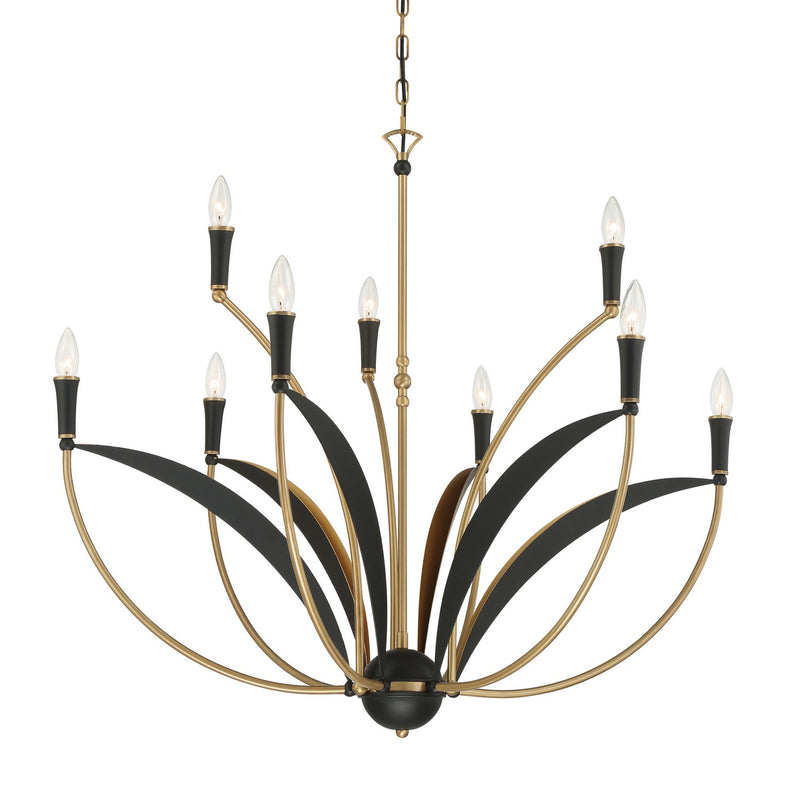 Minka-Lavery 5699-782 Nine Light Chandelier, Legacy Brass & Sand Coal